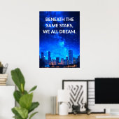 Stars Dream Cityscape Inspiration Zitat Poster (Heimbüro)