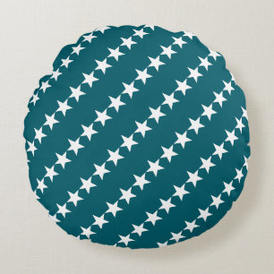 Stars Dunkel aquamarin Minimal Moderne Rundes Kissen