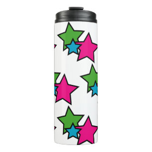 Stars farbenfroh rosa blaues Muster Thermosbecher