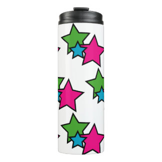 Stars farbenfroh rosa blaues Muster Thermosbecher