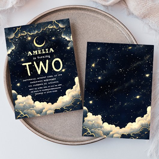 Stars Galaxy Celestial Kindergeburtstag Party Einladung