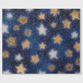 Stars Galaxy Sky Navy Blue Night Copper Gold Extra Geschenkpapier (Flach)