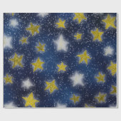 Stars Galaxy Sky Navy Blue Night Mustard Gold Fanc Geschenkpapier (Flach)
