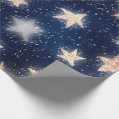 Stars Galaxy Sky Navy Blue Night Rose Gold Blush Geschenkpapier (Ecke)