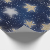 Stars Galaxy Sky Navy Blue Night Sepia Gold Blush Geschenkpapier (Ecke)