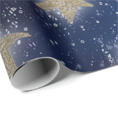 Stars Galaxy Sky Navy Blue Night Sepia Gold Blush Geschenkpapier (Rolleneckpunkt)