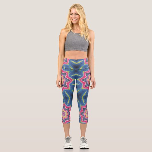 Stars Gefärbte Krawatte Capri Leggings (Vorderseite)