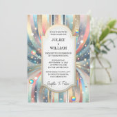 Stars Glam Bright Pastel Ombre Glitzer Wedding Einladung (Stehend Vorderseite)