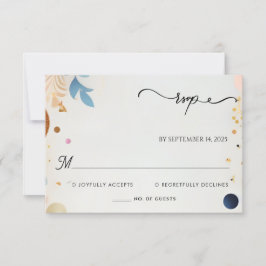 Stars Glam Bright Pastel Ombre Glitzer Wedding RSVP Karte