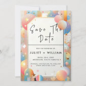 Stars Glam Bright Pastel Ombre Glitzer Wedding Save The Date (Vorderseite)