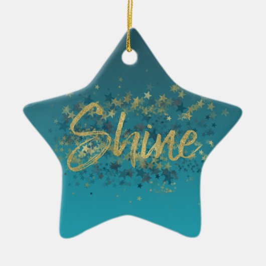 Stars Gold Blue Shine Keramik Ornament (Vorne)