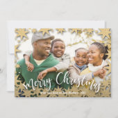 Stars Gold Frohe Weihnachts-Foto Feiertagskarte (Vorderseite)