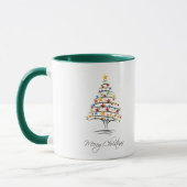 Stars Green Tree Frohe Weihnachten Tasse (Links)