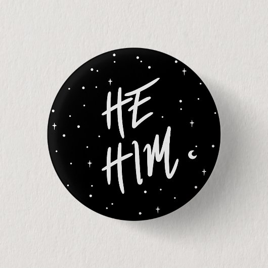 Stars He/Him Pronouns Button (Vorderseite)