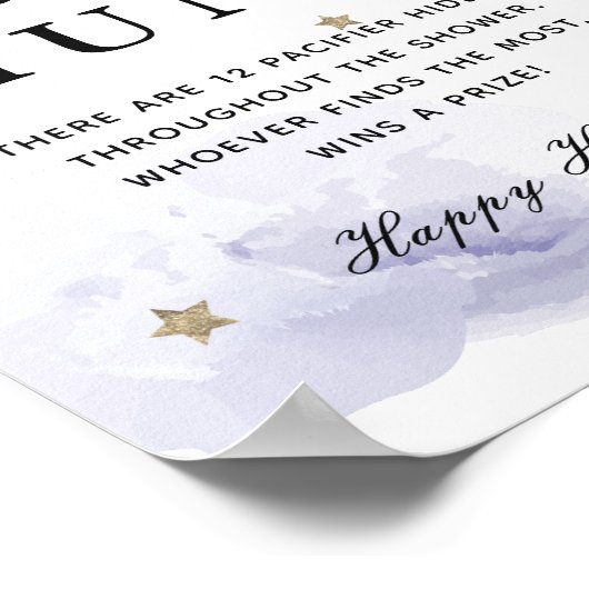 Stars & Lavendel Clouds Kinderdusche Schnuller Jag Poster (Ecke)