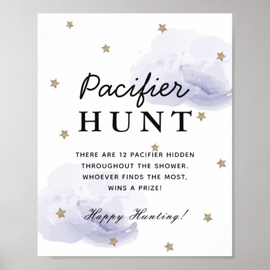 Stars & Lavendel Clouds Kinderdusche Schnuller Jag Poster (Vorne)