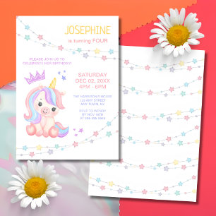 Stars Light Banner Unicorn Kindergeburtstag Einladung