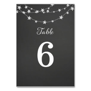 Stars Lights String Wedding Tischnummer Card