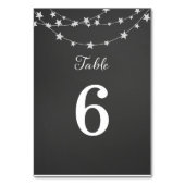 Stars Lights String Wedding Tischnummer Card (Rückseite)