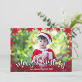 Stars Merry Christmas Script Foto Feiertagskarte (Stehend Vorderseite)