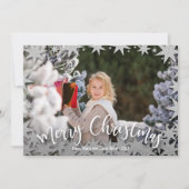 Stars Merry Christmas Script Foto Feiertagskarte (Vorderseite)