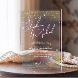 Stars Modern Wedding Akryllische Einladung