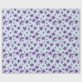 Stars Moon Amethyst Lila Plum Funkelnd Blue Paste Geschenkpapier (Flach)
