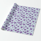 Stars Moon Amethyst Lila Plum Funkelnd Blue Paste Geschenkpapier (Ungerollt)