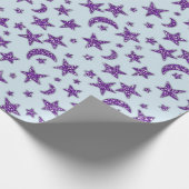 Stars Moon Amethyst Lila Plum Funkelnd Blue Paste Geschenkpapier (Ecke)