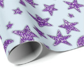 Stars Moon Amethyst Lila Plum Funkelnd Blue Paste Geschenkpapier (Rolleneckpunkt)