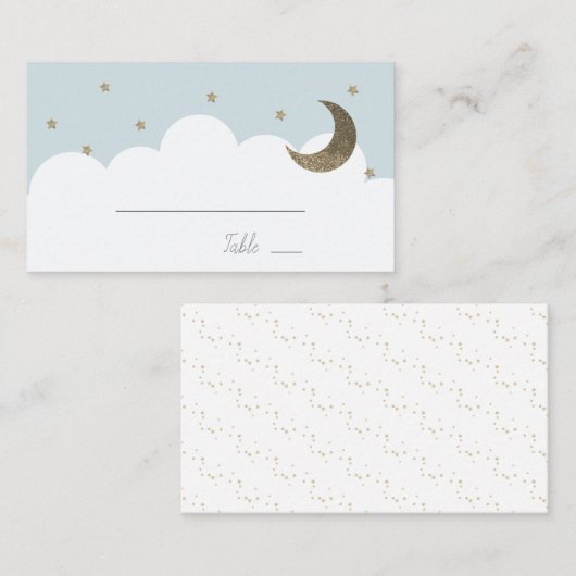 Stars & Moon Baby Blue Boy Platzkarte (Vorne/Hinten)