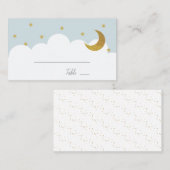 Stars & Moon Baby Blue Boy Platzkarte (Vorne/Hinten)