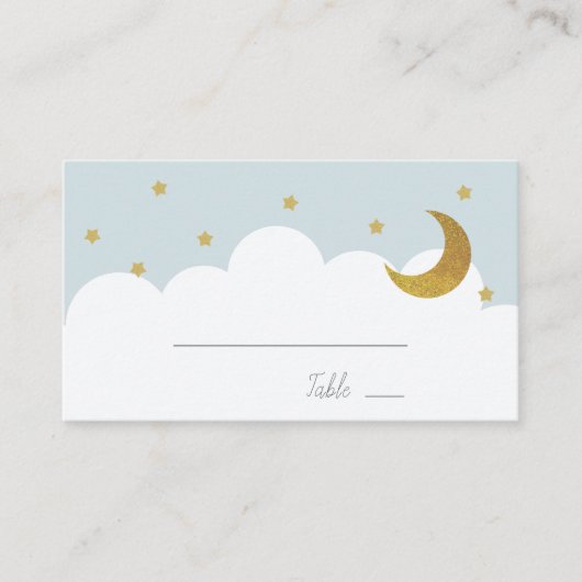 Stars & Moon Baby Blue Boy Platzkarte (Vorderseite)