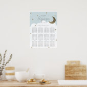 Stars & Moon Baby Blue Boy Taufplan Poster (Küche)