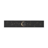 Stars Moon Black and Gold Celestial Wedding Einladungsbanderole (Flach)