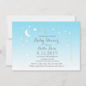 Stars Moon Blue Baby Dusche Einladung (Vorderseite)