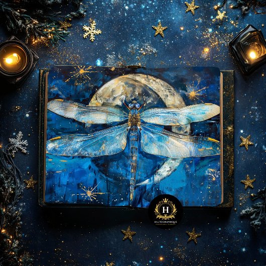 Stars Moon Blue Dragonfly Vintag Decoupage Seidenpapier