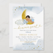 Stars Moon Blue Heaven Sent Mexican Baby Dusche Einladung (Vorderseite)