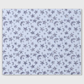 Stars Moon Blue Pastel Celestial Spark Navy Boy Geschenkpapier (Flach)