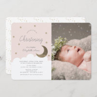 Stars & Moon Blush Pink Girl Foto Christening