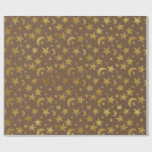 Stars Moon Bronze Maroon Gold Metall Sky Champaign Geschenkpapier (Flach)