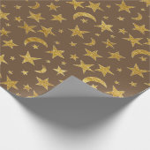 Stars Moon Bronze Maroon Gold Metall Sky Champaign Geschenkpapier (Ecke)