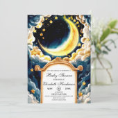 Stars Moon Celestial Baby Dusche Einladung (Stehend Vorderseite)