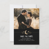 Stars Moon Celestial Black Save the Date Foto (Vorderseite)