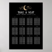 Stars Moon Celestial Black Wedding Chart Poster (Vorne)