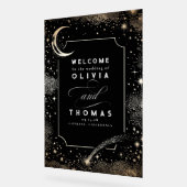 Stars Moon Celestial Black Wedding Willkommenszeic Acrylschild (Winkel)