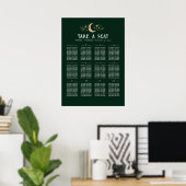 Stars Moon Celestial Emerald Green Wedding Poster (Heimbüro)