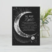 Stars Moon Celestial Night Probe Dinner Einladung (Stehend Vorderseite)