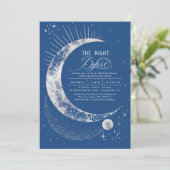 Stars Moon Celestial Night Probe Dinner Einladung (Stehend Vorderseite)