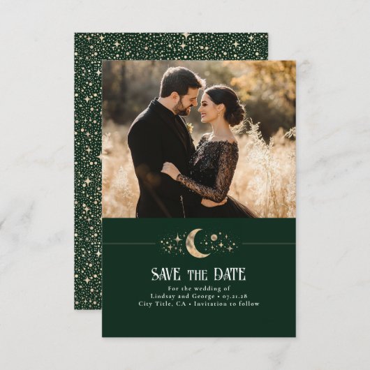 Stars Moon Celestial Save the Date Foto (Vorne/Hinten)